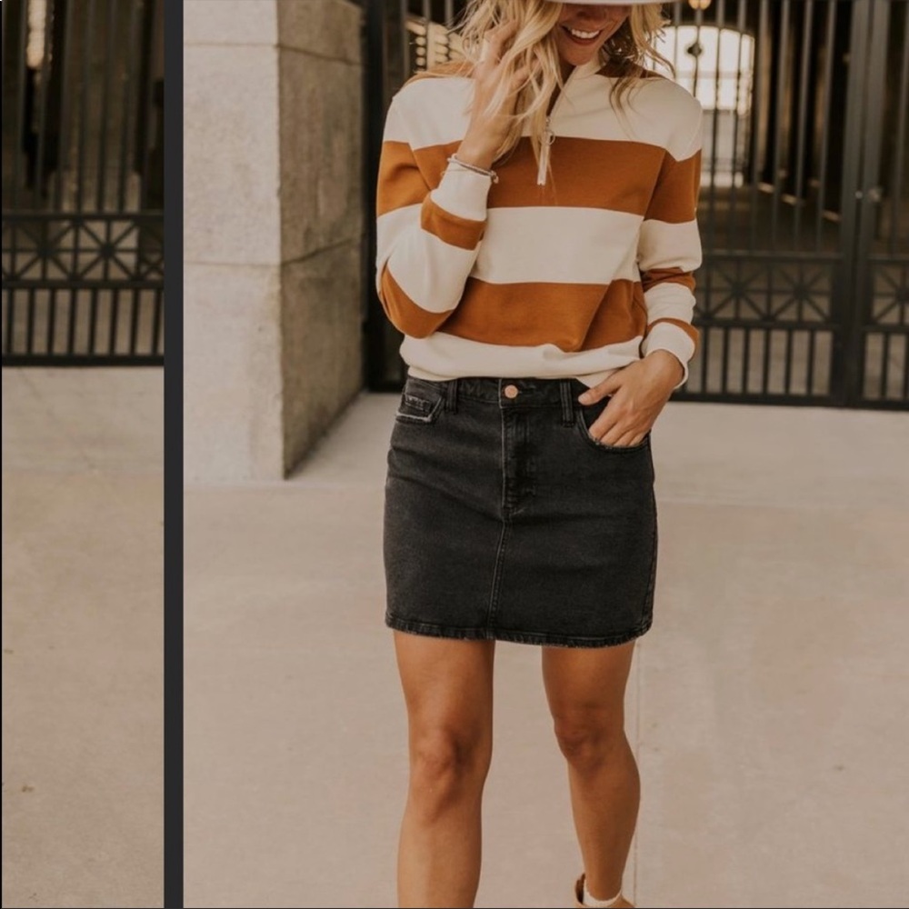 Free People Black Denim Skirt